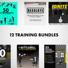 Load image into Gallery viewer, 12 Workout Plan Bundle Set: Volt, Resolute, 50 HIIT Workouts, 1 Kettlebell- 4 Day A Week Workout, 30 Total Body Conditioning Workouts and much more!